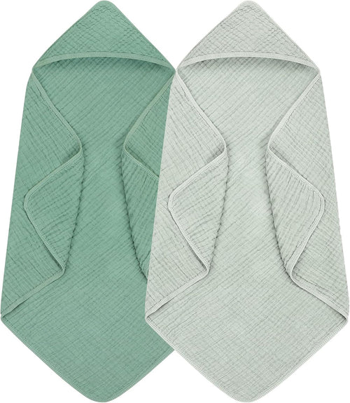 2 Pack Hooded Baby Towels, 100% Muslin Cotton Bath Towel for Babies, Newborn, Infant and Toddler, Absorbent Soft Baby Bath Towel with Hood, Boy and Girl Bath Essentials