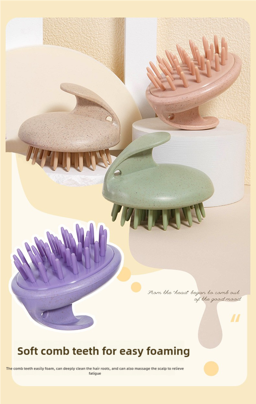 2 Pcs Light Brown Eco-Friendly Wheat Straw Hair Care Set - Massage Brush, Detangling Comb, and V-shaped Comb for All Hair Types